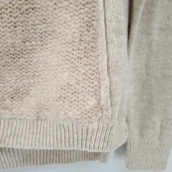 Silence + Noise Boho Minimal Cream Angora Mixed Stitch Chunky Knit Crew Henley S - Picture 8 of 11